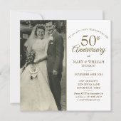 50 Jahre Gold Hearts Wedding Foto Square Einladung (Vorderseite)