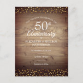 50 Jahre Gold Hört rustikal Save the Date Ankündigungspostkarte (Vorderseite)