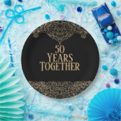 50 Jahre Gold Lace auf schwarz Pappteller (Party)