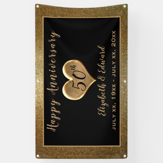 50 Jahre Gold Sparkle - Hanging Banner (Vertikal)