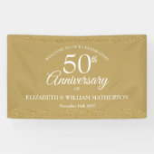50 Jahre Gold Staub Confetti Willkommen Banner (Horizontal)