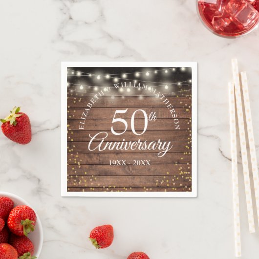 50 Jahre Gold Staub Rustikale String Lights Serviette (Beispiel)