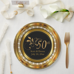 50 Jahre - Gold und Diamanten Pappteller
