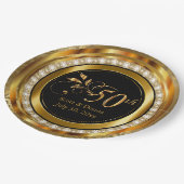 50 Jahre - Gold und Diamanten Pappteller (Schrägansicht)