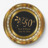 50 Jahre - Gold und Diamanten Pappteller (Vorderseite)