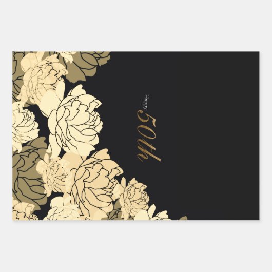 50 Jahre Gold und Gelb Geschenkpapier Set (Vorderseite)