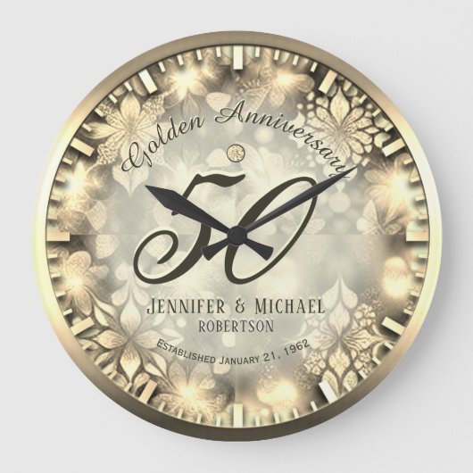 50 Jahre Goldene Hochzeit Jahrestag große Uhr (Vorderseite)