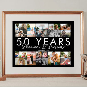 50 Jahre goldenes Hochzeitstag Foto Collage Poster