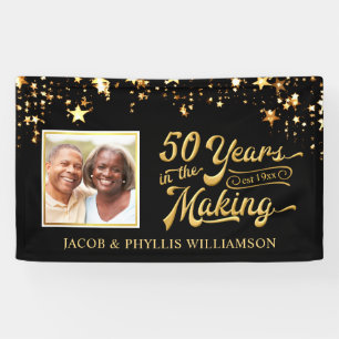 50 JAHRE Goldenes Jubiläumsfoto Schwarz Gold Stern Banner