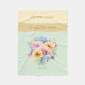50 Jahre Goldjubiläum Blume grün Fleecedecke (Vorderseite)