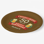 50 Jahre Happy Birthday NAME 9" Pappteller (Schrägansicht)