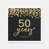 50 Jahre Hochzeit Jubiläum Chic Black and Gold Serviette (Vorderseite)