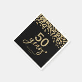 50 Jahre Hochzeit Jubiläum Chic Black and Gold Serviette (Ecke)