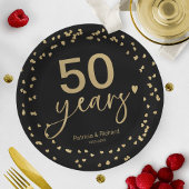 50 Jahre Hochzeit Jubiläum Schwarz und Gold Pappteller