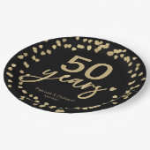 50 Jahre Hochzeit Jubiläum Schwarz und Gold Pappteller (Schrägansicht)