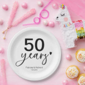50 Jahre Hochzeit Jubiläum Schwarz-Weiß Pappteller (Party)