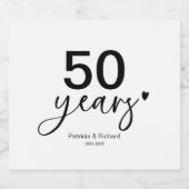 50 Jahre Hochzeit Jubiläum Schwarz-Weiß Schaumweinetikett (Einzelnes Label)