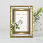 50 Jahre Hochzeit White Rose Gold Elegant 2 Einladung (Stehend Vorderseite)