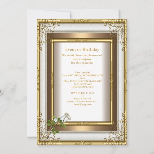 50 Jahre Hochzeit White Rose Gold Elegant 2 Einladung (Rückseite)