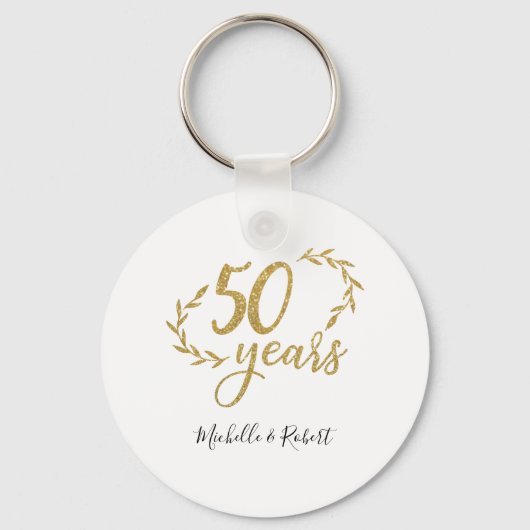 50 Jahre Hochzeitstag Geschenk Gold Glitzer Schlüsselanhänger (Vorderseite)