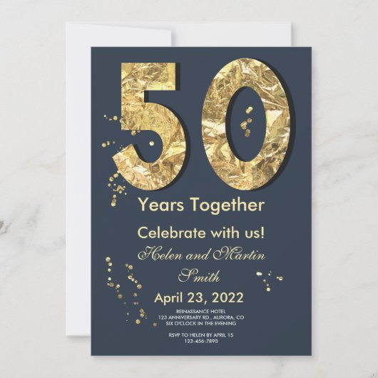 50 Jahre Hochzeitstag-Party Einladung (Vorderseite)