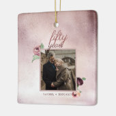 50 Jahre Hochzeitstag Rose Gold Glitzer Keramikornament (Links)