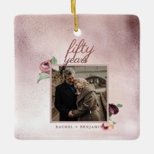 50 Jahre Hochzeitstag Rose Gold Glitzer Keramikornament