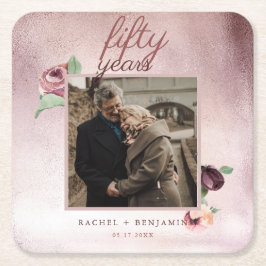 50 Jahre Hochzeitstag Rose Gold Glitzer Rechteckiger Pappuntersetzer