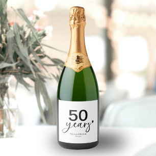 50 Jahre Hochzeitstag Schwarz und Weiß  Schaumweinetikett