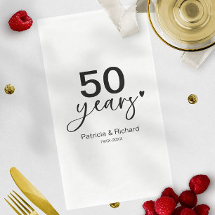 50 Jahre Hochzeitstag Schwarz und Weiß  Serviette