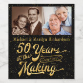 50 Jahre im Jubiläum (damals und heute) Weinetikett (Einzelnes Label)