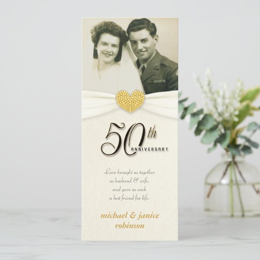 50 Jahre - Imitate Pocket Foto Einladungen (Stehend Vorderseite)