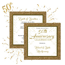50 Jahre Jubiläum Elegant Gold Einladung