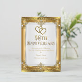 50 Jahre Jubiläum Elegant Gold White Pearl Golden Einladung (Stehend Vorderseite)