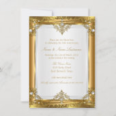 50 Jahre Jubiläum Elegant Gold White Pearl Golden Einladung (Rückseite)