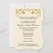 50 Jahre Jubiläum Joined Hearts, Black Ivory Gold Einladung (Rückseite)