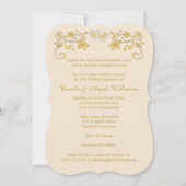 50 Jahre Jubiläum Joined Hearts, Ecru, Gold Einladung (Rückseite)