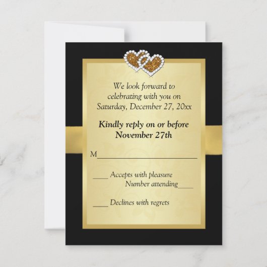 50 Jahre Jubiläum Mitarbeit Hearts 2 Hochzeit RSVP (Rückseite)