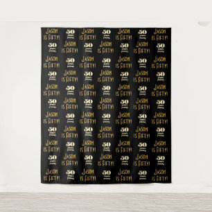 50 Jahre junge Step-and-Repeat-Party-Hintergrund Wandteppich