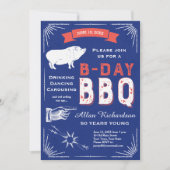 50 Jahre junges Retro Red White and Blue GRILLEN P Einladung (Vorderseite)