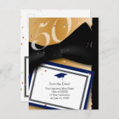 50 Jahre Klasse Wiedersehen Save the Date BLAU Ankündigungspostkarte (Vorne/Hinten)