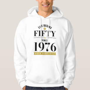 50 Jahre Life Begins At Fifty 1976 50. Geburtstag Hoodie