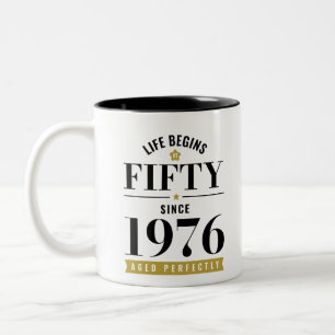 50 Jahre Life Begins At Fifty 1976 50. Geburtstag Zweifarbige Tasse