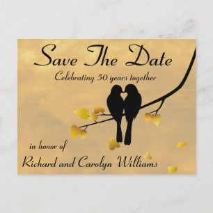 50 Jahre Lovebirds Save the Date Ankündigungspostkarte
