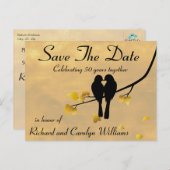 50 Jahre Lovebirds Save the Date Ankündigungspostkarte (Vorne/Hinten)