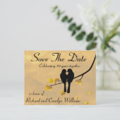 50 Jahre Lovebirds Save the Date Ankündigungspostkarte (Stehend Vorderseite)