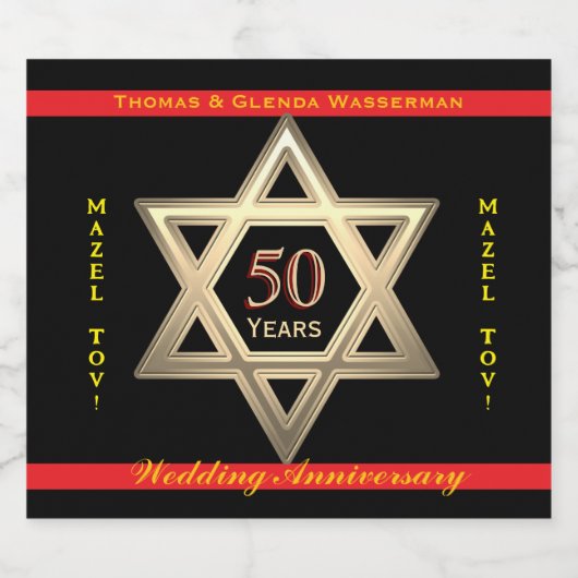50 Jahre Mazel Tov! Set für das Getränkeetikett Schaumweinetikett (Einzelnes Label)