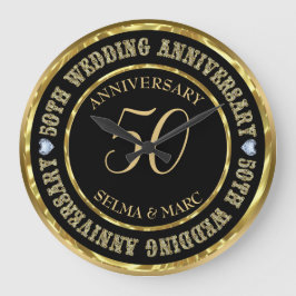 50 Jahre Metallic Gold & Black Große Wanduhr