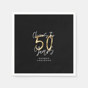 50 Jahre modernes Schwarz und Gold Serviette