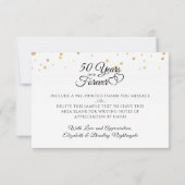 50 Jahre Monogram Hearts Gold Vielen Dank Dankeskarte (Rückseite)